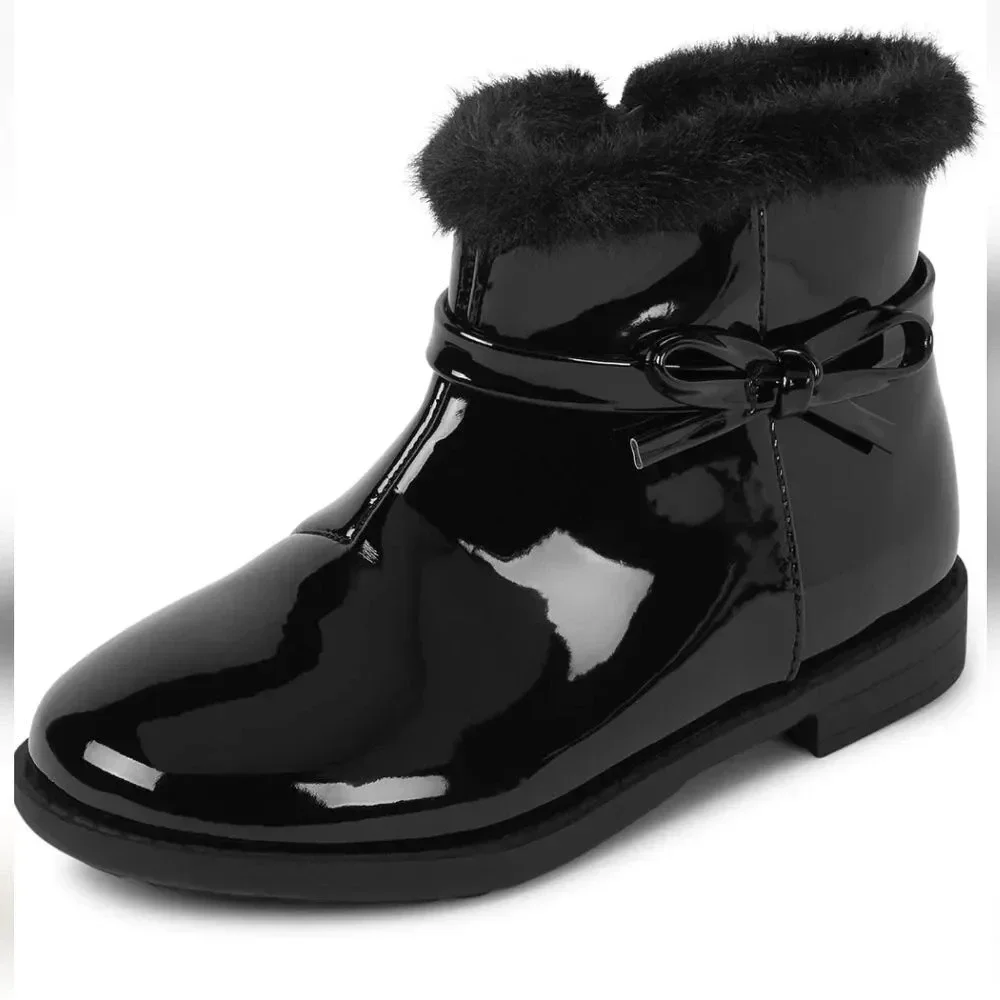 Gymboree girls Faux Leather Booties with Side Bow size 3